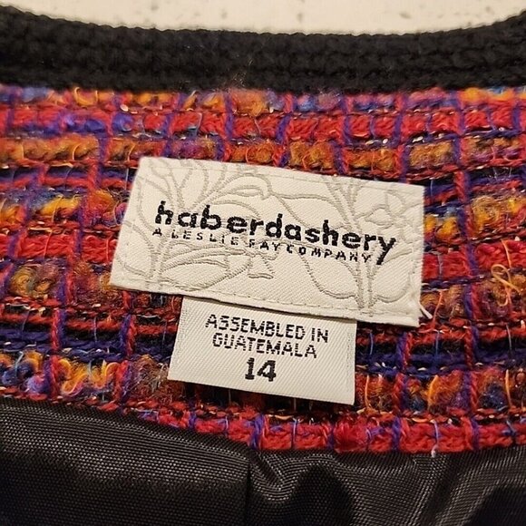 Vintage 80's Multi-color Boucle Cardigan Sweater Jacket by Haberdashery Size 14 - Picture 4 of 7